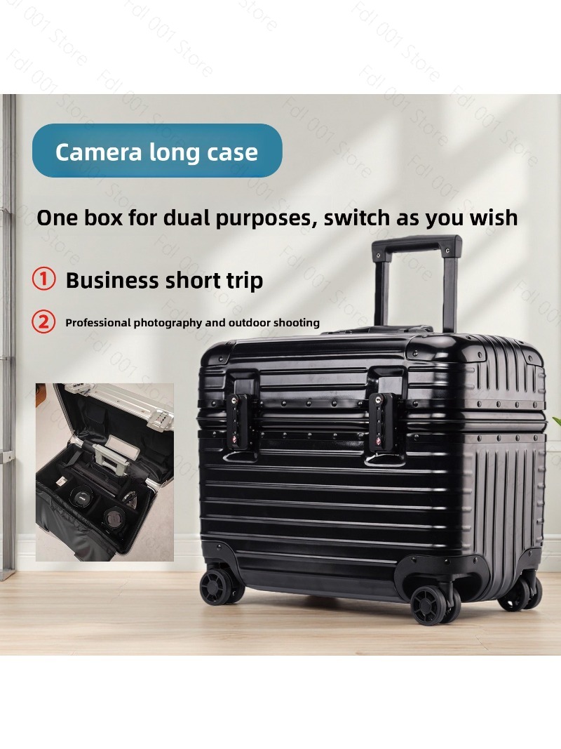 Luggage Wheel Replacement - Fotografie-Trolleykoffer mit oberer Klappabdeckung und Aluminiumrahmen,