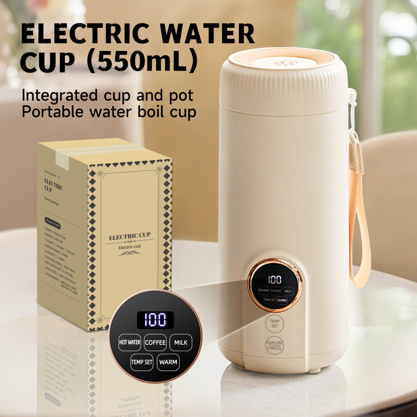 Portable Travel Kettle - Neuer Intelligenter LED Digital-Display Elektrischer Wasserkocher