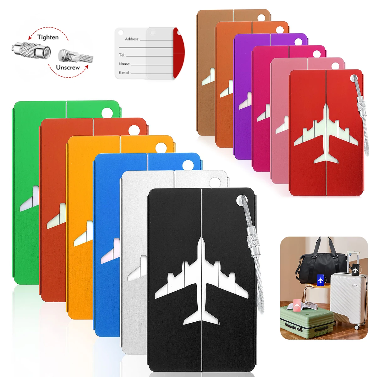 Travel Accessories On Plane - Reisegepäckanhänger aus Aluminiumlegierung zum Aufhängen, Kofferanhänger,