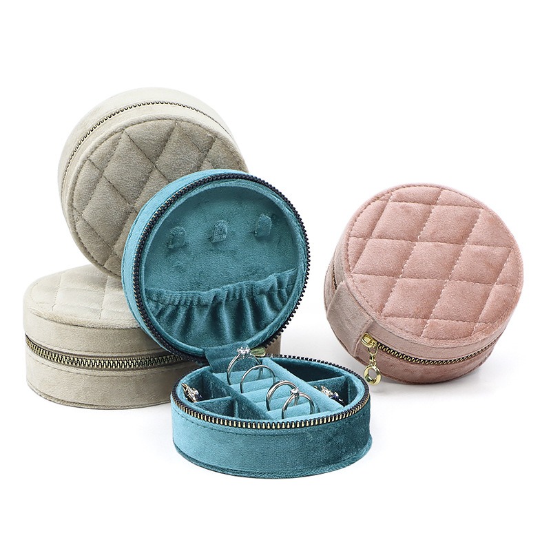 Travel Accessories Display - Runde Diamant Samt Reise Schmuck Box