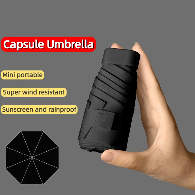 Travel Umbrella Compact - Ultrakompakter Mini-Regenschirm mit schwarzer Beschichtung, tragbarer