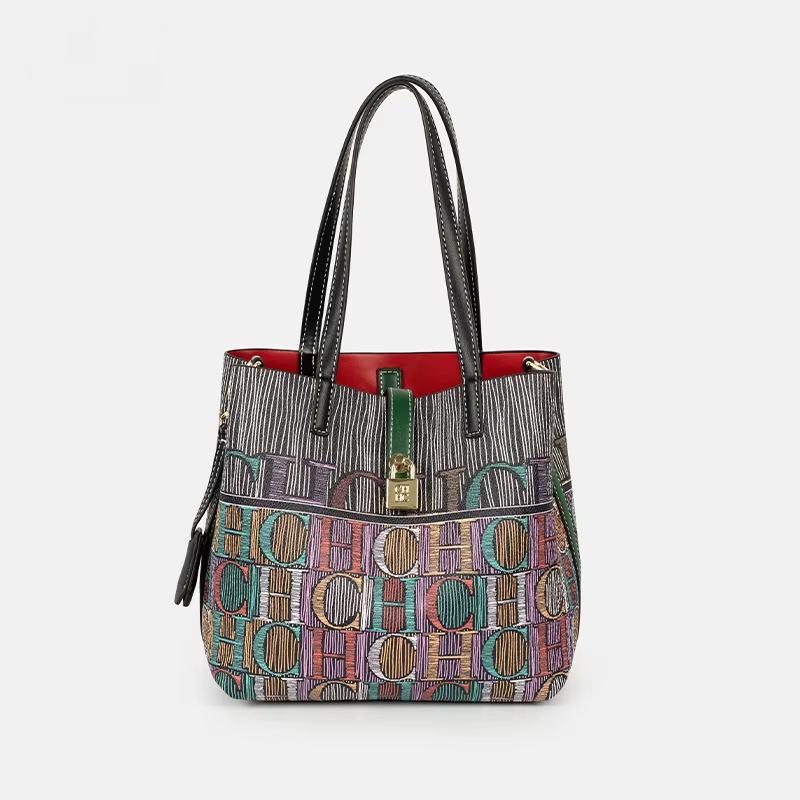 Travel Accessories Tech - CH Art Farbbedruckte Handtasche mit einfarbigem