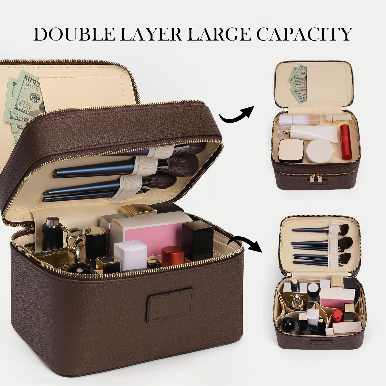 Travel Accessories Luxury - Große Kapazität Doppelschichtige Luxus-Kosmetiktasche für Reisen