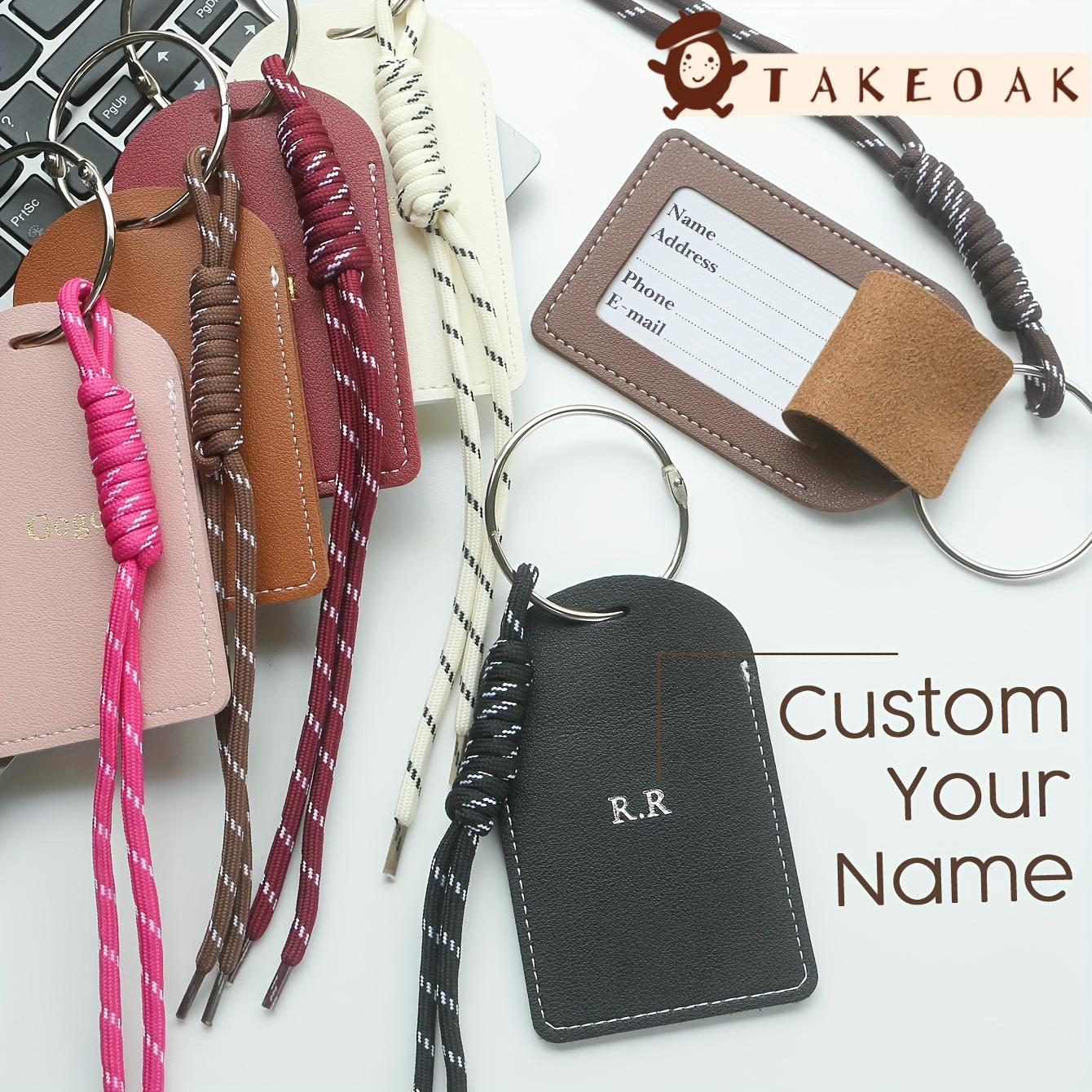 Travel Accessories With Kids - Personalisierter Leder-Gepäckanhänger mit Doppel-Initialen, Geflochtenes Seilband,