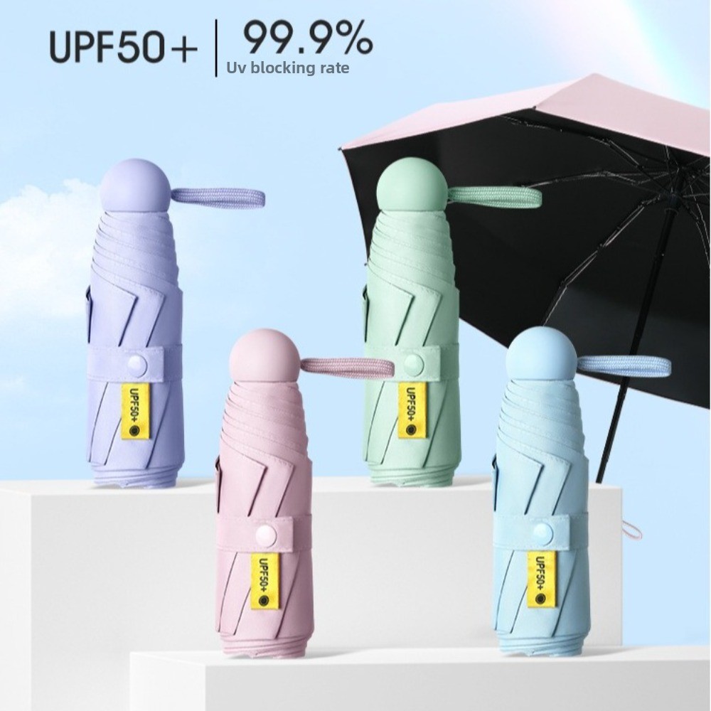 Travel Umbrella Compact - Mini-Kapsel-Faltschirm aus Vinyl mit Box, Sonnen-