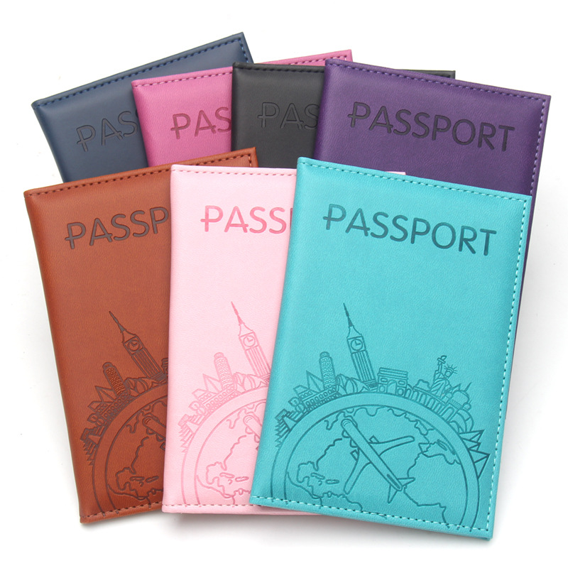 Travel Accessories On Plane - Global Flight Bedruckter Reisepasshülle aus Leder,