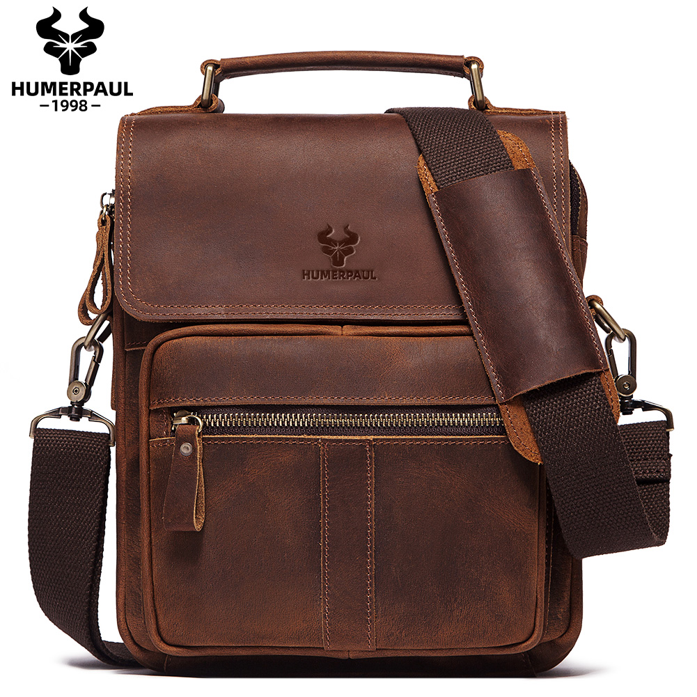 Travel Accessories Tech - HUMERPAUL Echtes Leder männer Schulter Tasche