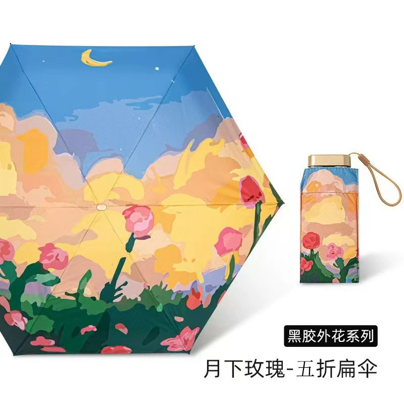 Ölgemälde-Stil UPF50+ Sonnensc – Travel Umbrella Compact Bewertung und Preis